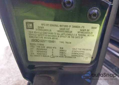 2007 Chevrolet Silverado 1500 Classic Lt1 from USA, damaged, VIN 2GCEC13Z871168481